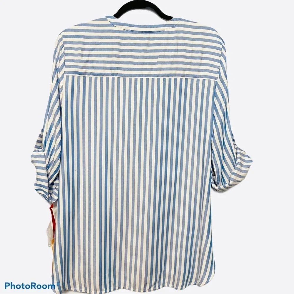 Ruby Rd. Women’s Blue & White Striped Blouse  Size M New With Tags - Picture 6 of 15